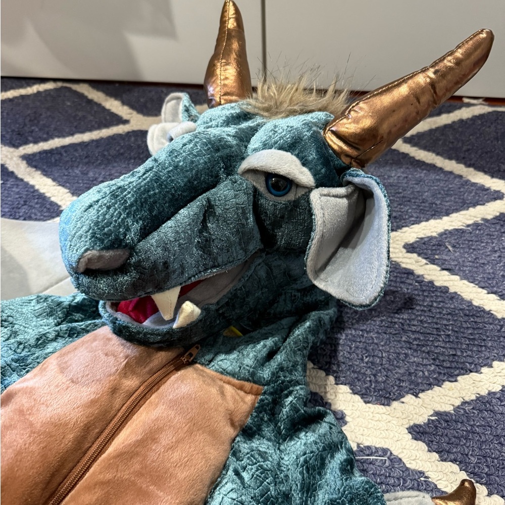 FAO Schwartz Kids Dragon Costume in Blue and Gold 5T